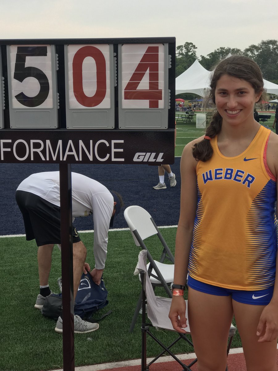 theweberschool's tweet photo. And Weber has its 1st GHSA State Title! Becky Arbiv clears 5-4 in HJ and is 2017 GHSA Class A Private State Champ! #RamsPride #RamsCharge https://t.co/42XhAceQ50
