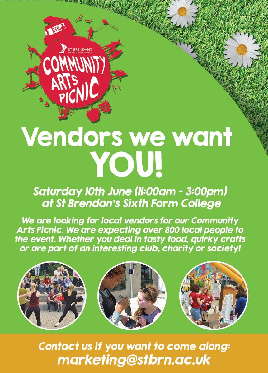 BrislingtonCP's tweet photo. #vendors #stalls needed for @StBrendansSFC #community #arts picnic https://t.co/4Z4fHvdOEw