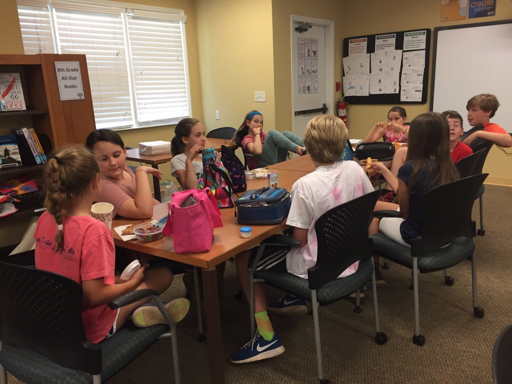 Enjoying 4-5 book club and pizza lunch! <a href="/HighMeadowsGA/">High Meadows School</a> <a href="/KimPlatnick/">Kim Platnick</a>