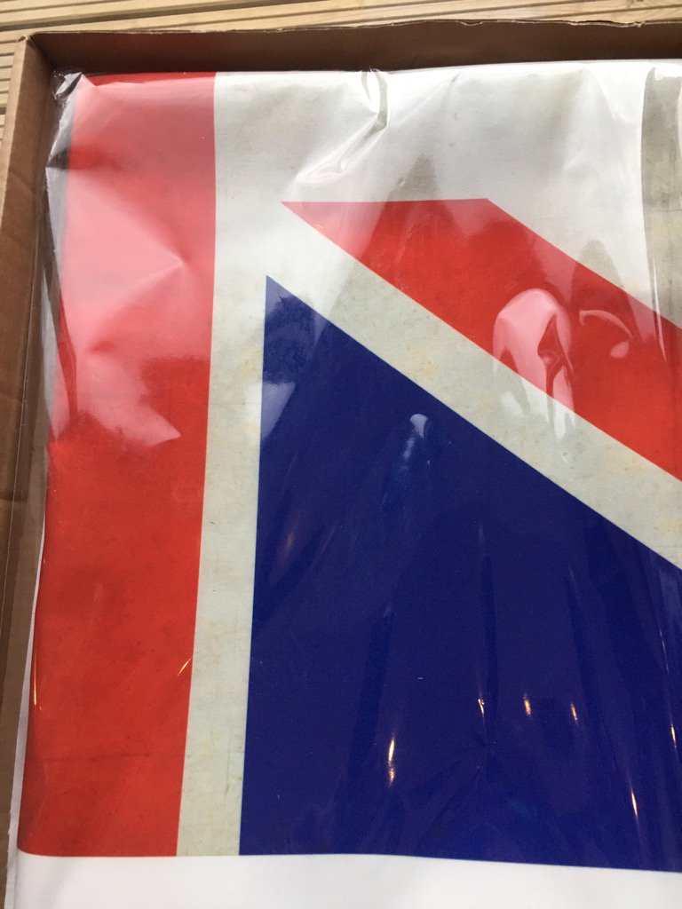 BowieCollective's tweet image. Got the McQueen flag printed - have to cut a coat out of it now @theradiomakers @davidbowie_news @brambledowndes1
