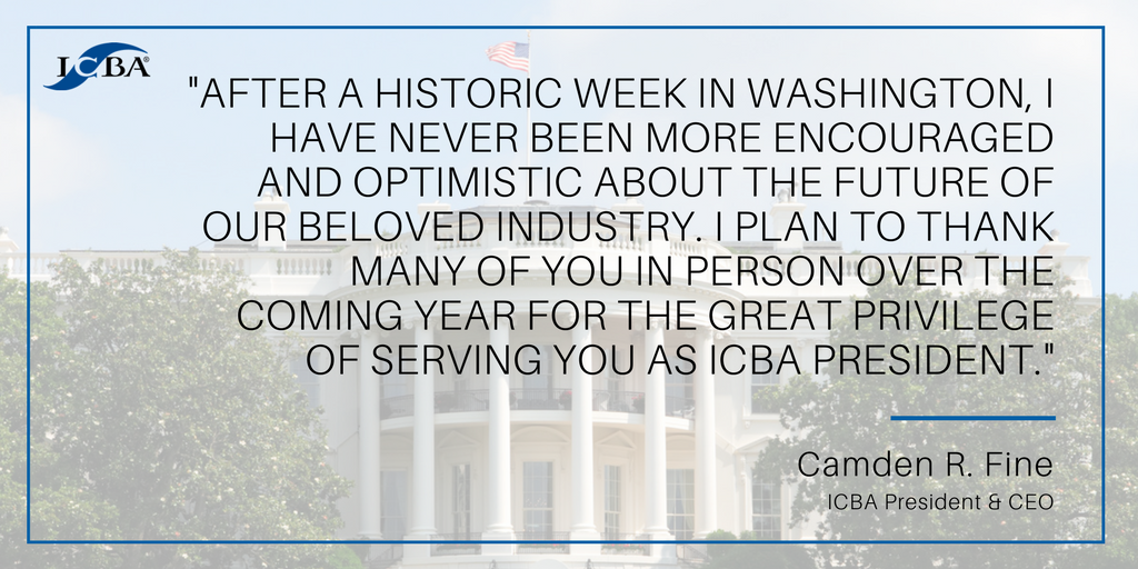 ICBA's tweet photo. [New Blog] Community bankers have many reasons to stand proud after last week’s #CapitalSummit17 says @Cam_Fine https://t.co/C89zOH2How https://t.co/J5nXD5TXqB