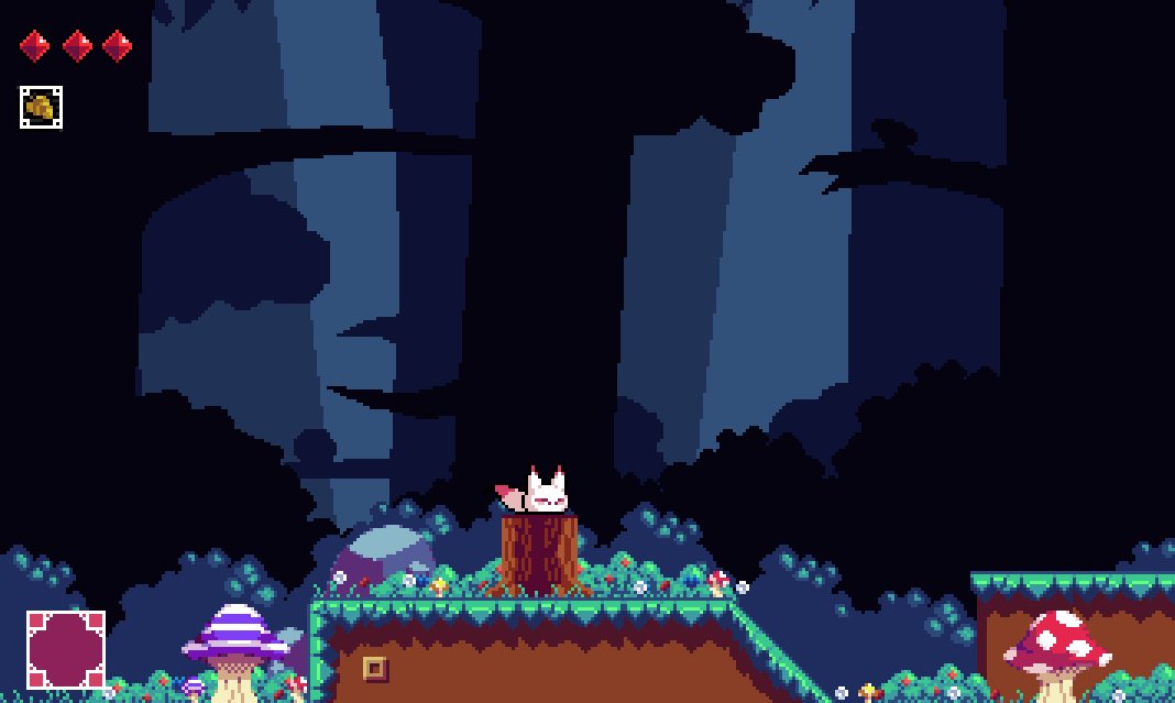 TheYawningFox's tweet image. While just a mockup, I am able to easily put this into the game. I decided to change the first area to a forest! #pixelart #gamedev