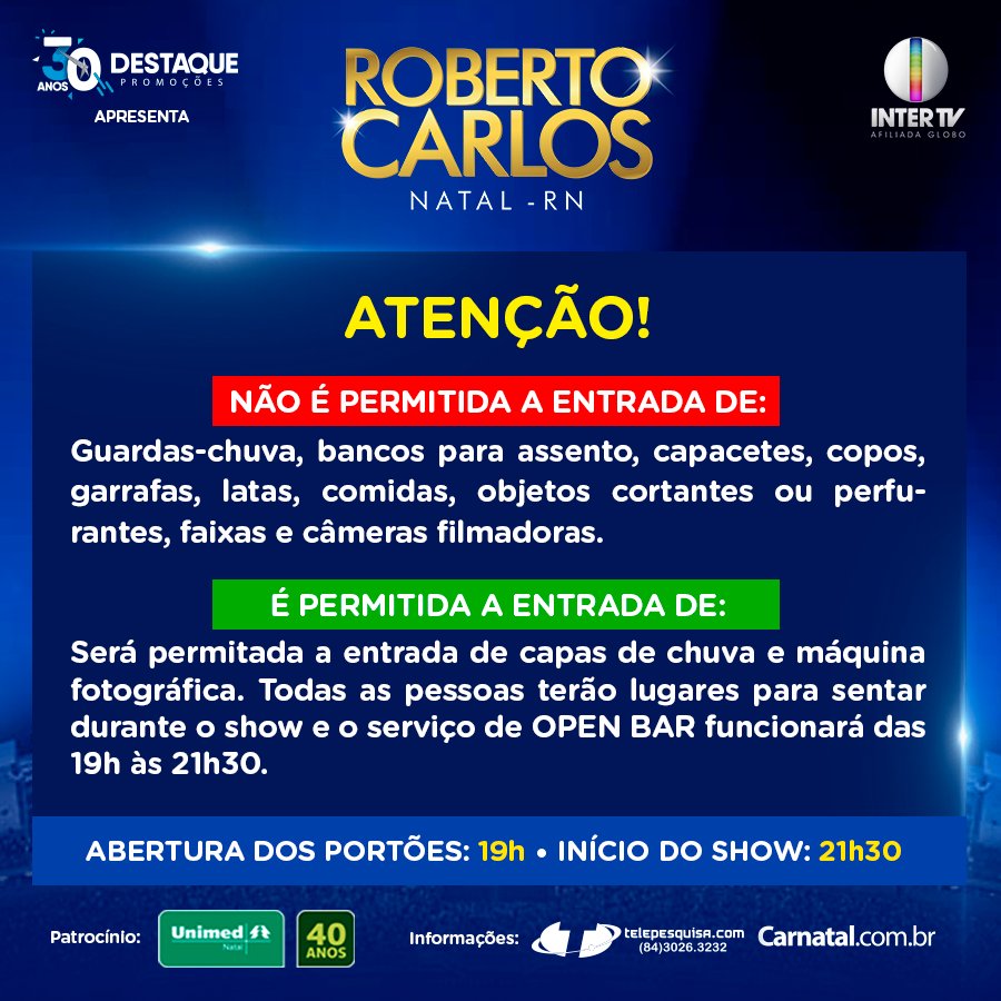blyurnetwork's tweet photo. Atenção, confira o que pode e o que não pode levar para o show do #RCemNatal! https://t.co/R6rurqS2Np