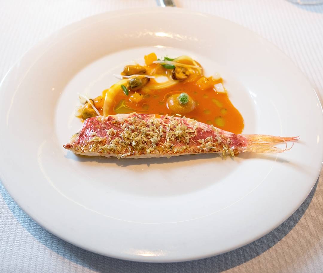 Foodspotted's tweet photo. Brittany red mullet and garden lovage at restaurant Vendôme*** in Germany #vendome #germany #Worlds50Best #michelin #gaulmillau #foodie https://t.co/8u2ZCkoztD
