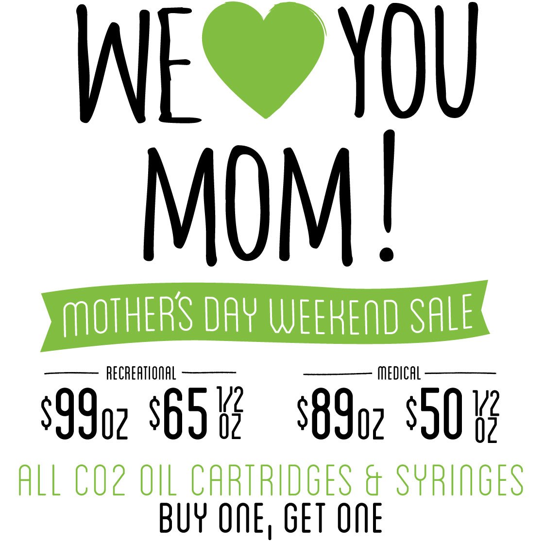 puremmj's tweet photo. #MothersDayWeekend #Sale
Med and Rec #ounce #specials along with #BOGO #co2oil #cartridges and #syringes! Come get it while supplies last! https://t.co/QNAw5bsr80
