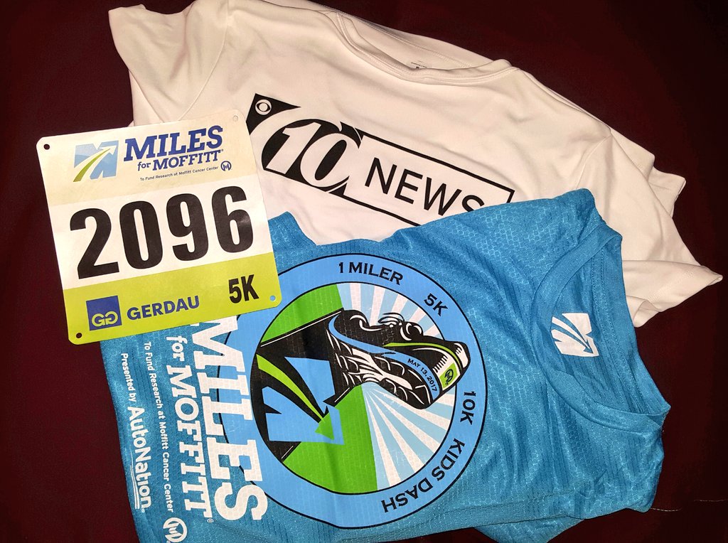 itsmarieaquino's tweet photo. Shirts, number ready 4 my 4th yr of #MilesforMoffitt, my body not so much #backofthepack #willfinish 4 family & friends who lost the fight https://t.co/Z54jTLBe28
