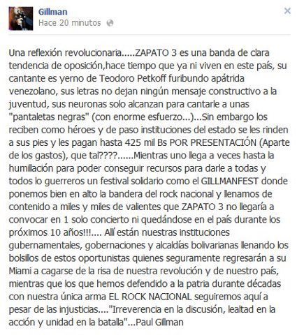 fanzinero's tweet photo. Así intentó, alguna vez, discriminar Paul Gillman de un Festival a otra agrupación por sus opiniones políticas https://t.co/uOaqY8gMLe
