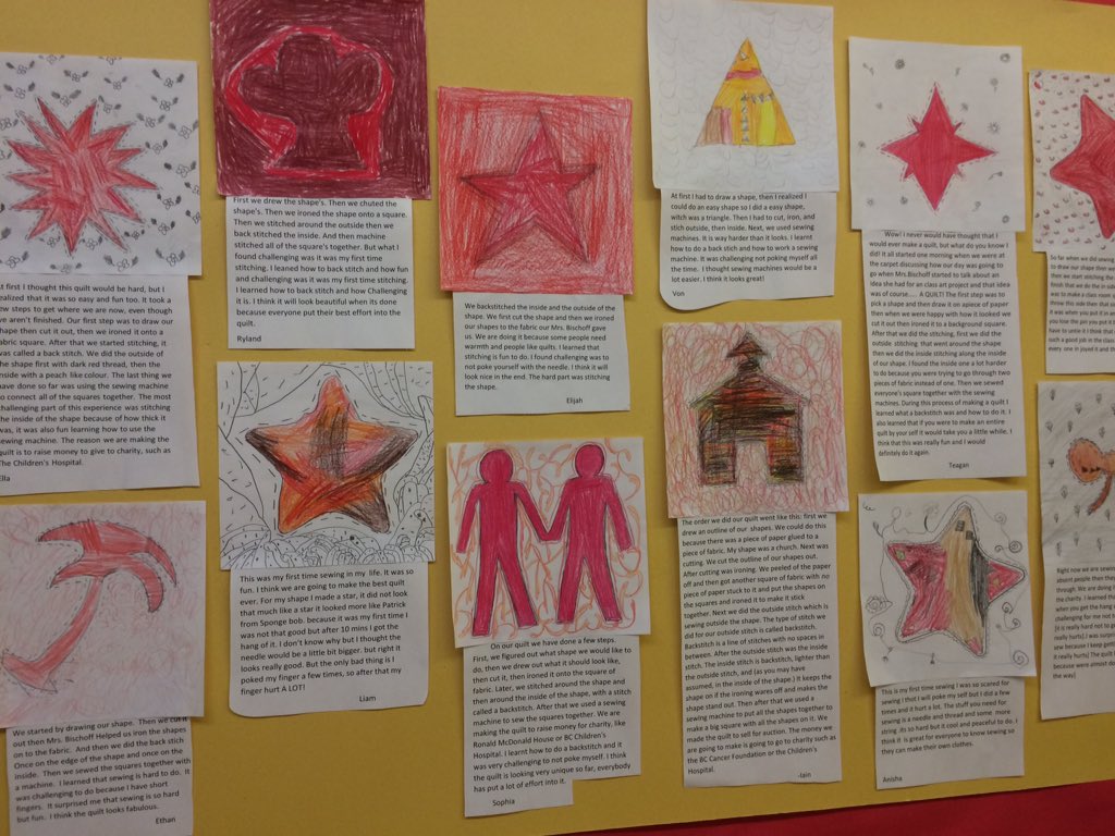 IrvineSD43PAC's tweet photo. Great project by Mrs Bischoff & Funk with Div 1 (Gr 4&5s) to raise $230 for @BCCHF, inspired by #BettyeStroud #ThePatchworkPath book! 👍 https://t.co/vw6yezmDz9