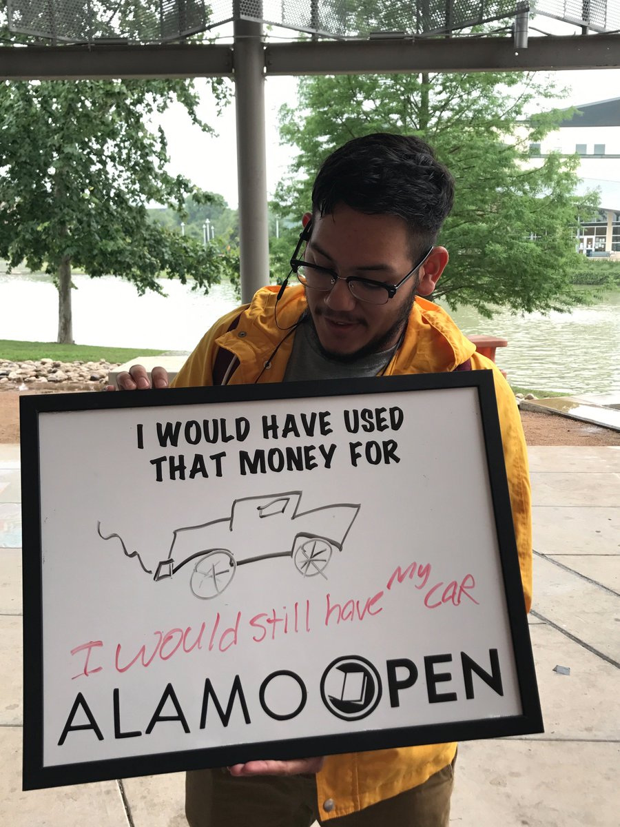 AlamoOpen's tweet image. @AlamoOpen was at @govista today talking with real students about textbooks. #OER #RealStudentProblems #AlamoOPEN #textbookbroke