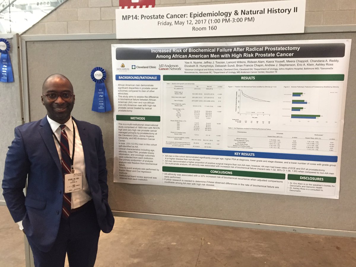 BradGillMD's tweet photo. #AUA17 best poster in #ProstateCancer Epidemiology &amp; Natural History by @CleClinicUro #UrologyResident @yawnyame https://t.co/qfkTs08xMD