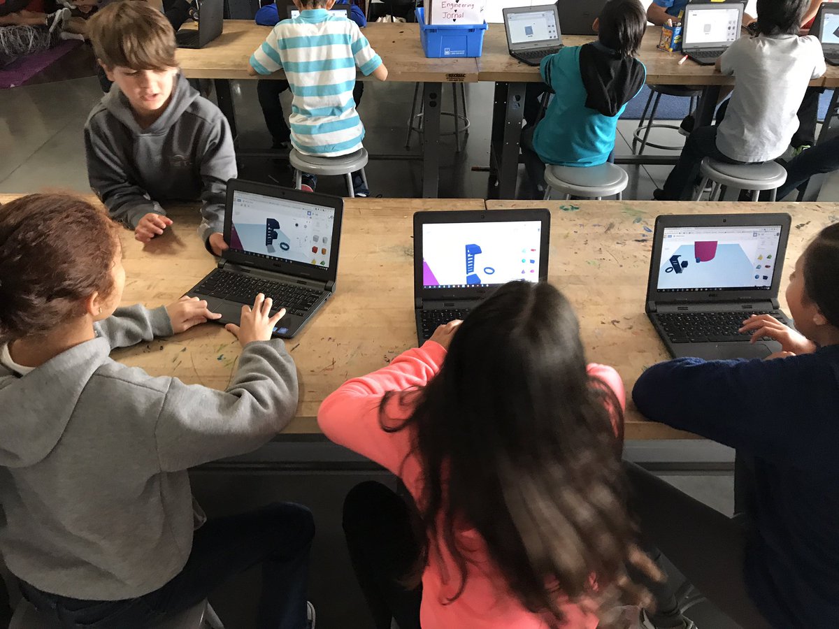 CreativePBL's tweet photo. 5th grade Ss use #3dmodeling to communicate their solutions to redesign our K5 playground @HTeChulaVista #hightechhigh #STEAM #K5engineering https://t.co/FMb3TMylrG