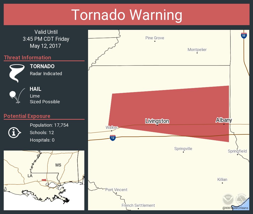 Tornado Warning including Livingston LA, Albany LA until 345 PM CDT