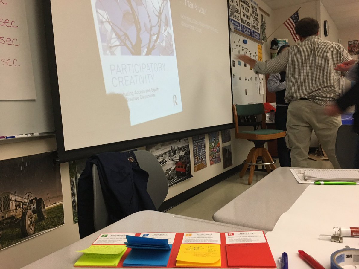 MrDsigns's tweet photo. Great session with @EdwardPClapp #participatorycreativity @Jriccmusic #pghpz @quakervalley #ideaplay @ProjectZeroHGSE https://t.co/Q43q0cTvzP