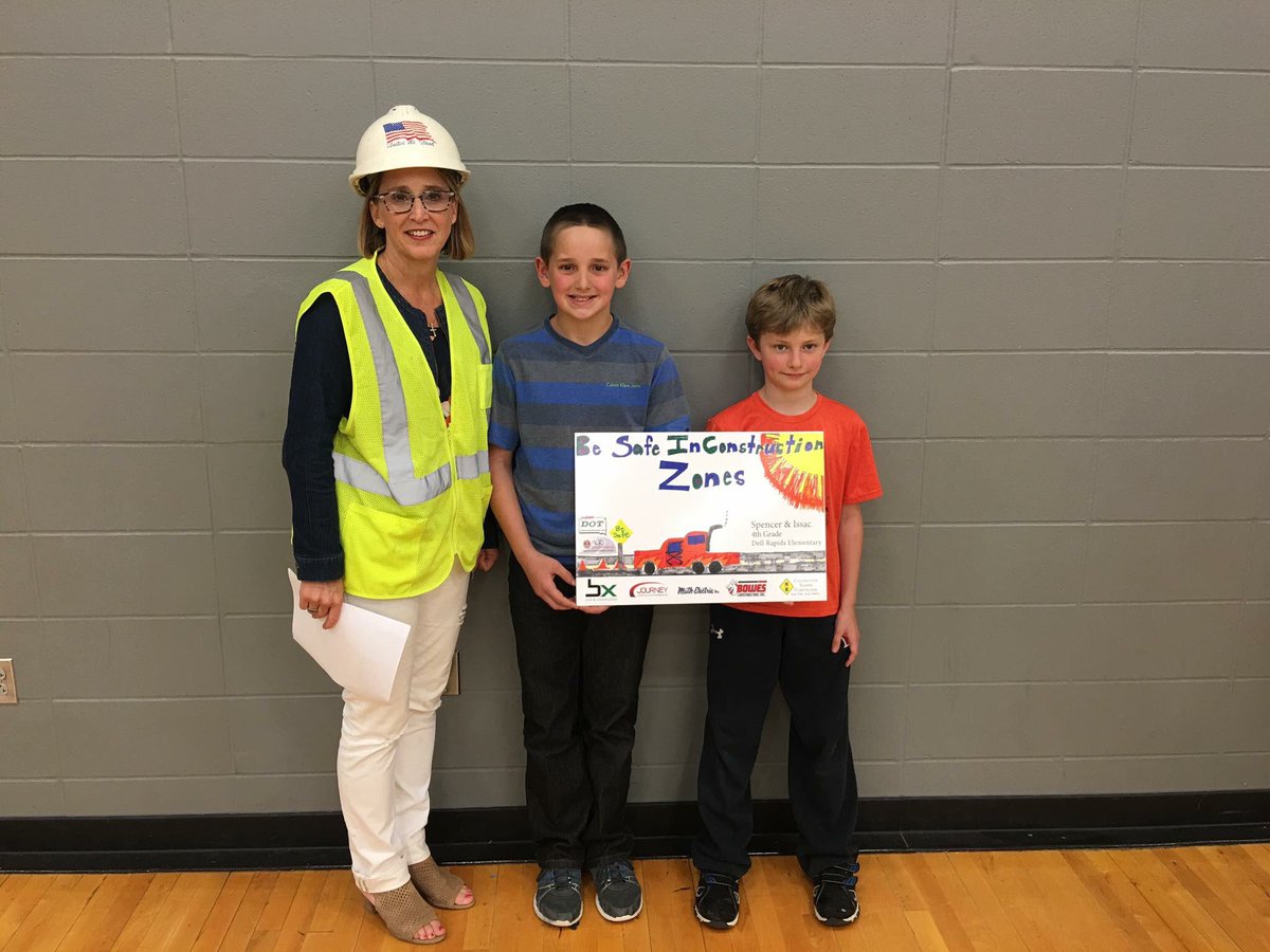 AGCofSD's tweet photo. BX Civil &amp; Const. helps promote construction safety with a billboard presentation at Dell Rapids Elementary! Congrats Isaac &amp; Spencer! https://t.co/5UnJJoOPRd