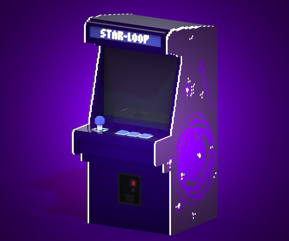 KraftumGames's tweet image. Our #StarLoop arcade cabinet #gameart concept is ready! #retro #indiedev #magicavoxel #screenshotsaturday