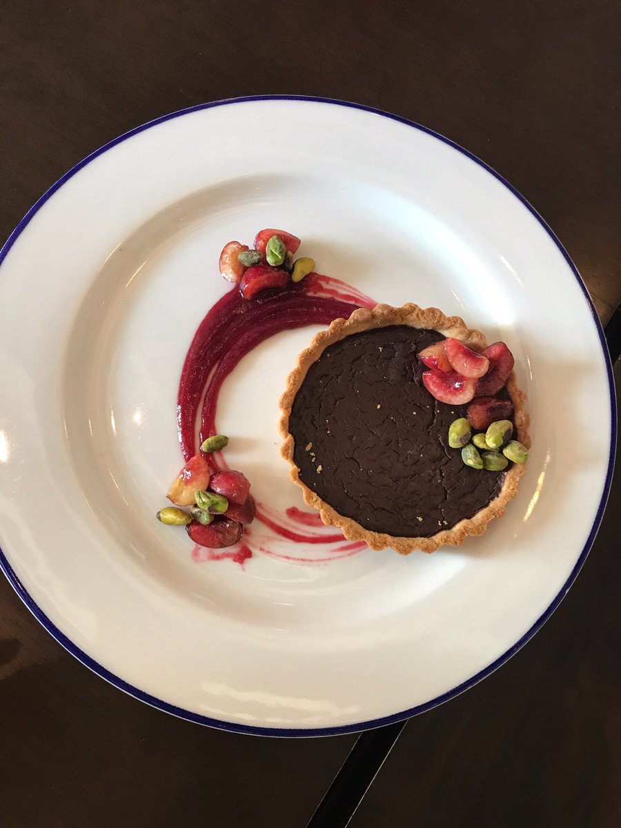 Chocolate cherry tart. New tonight