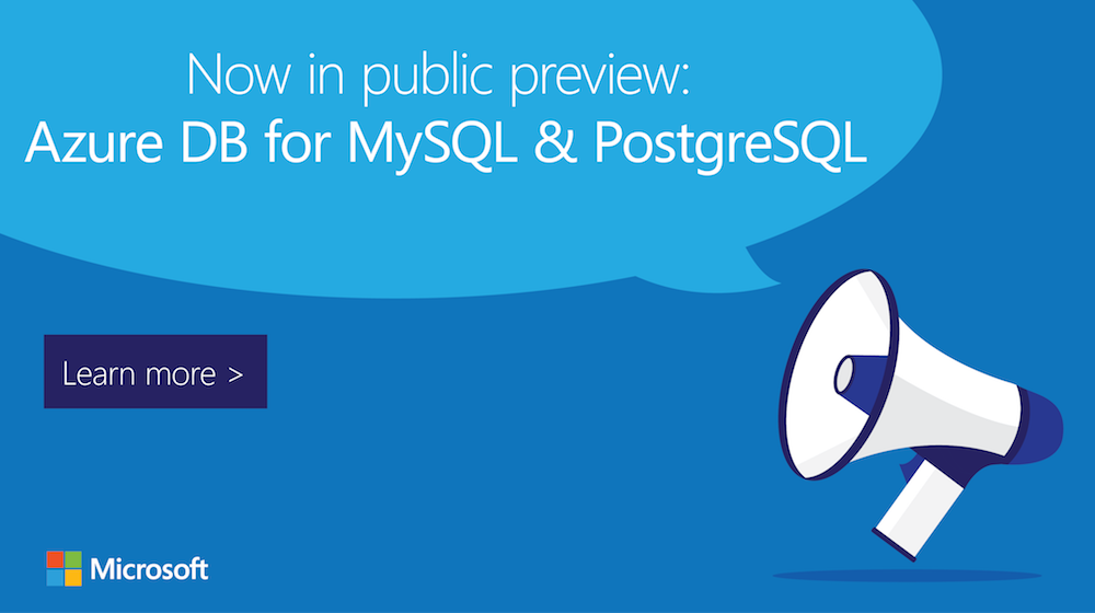 #ICYMI: #MySQL and #PostgreSQL introduced into Azure managed database services. Read the blog for more: https://azure.microsoft.com/en-us/blog/microsoft-extends-azure-managed-database-services-with-introduction-of-mysql-and-postgresql/