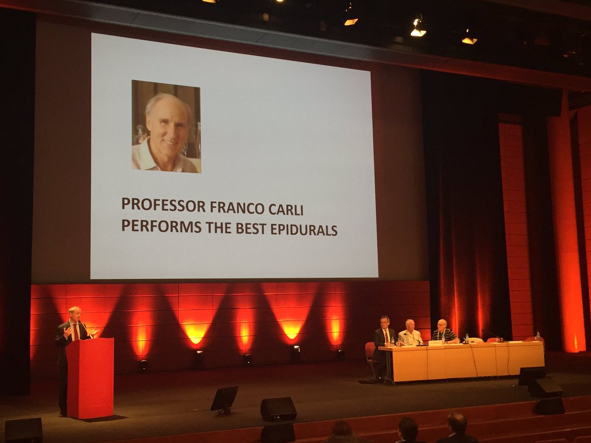 vv_ferreira's tweet photo. Professor Franco Carli performs the best epidural. Cheers to that! #ERAS2017 #lyon #france https://t.co/h5VqroJvBn