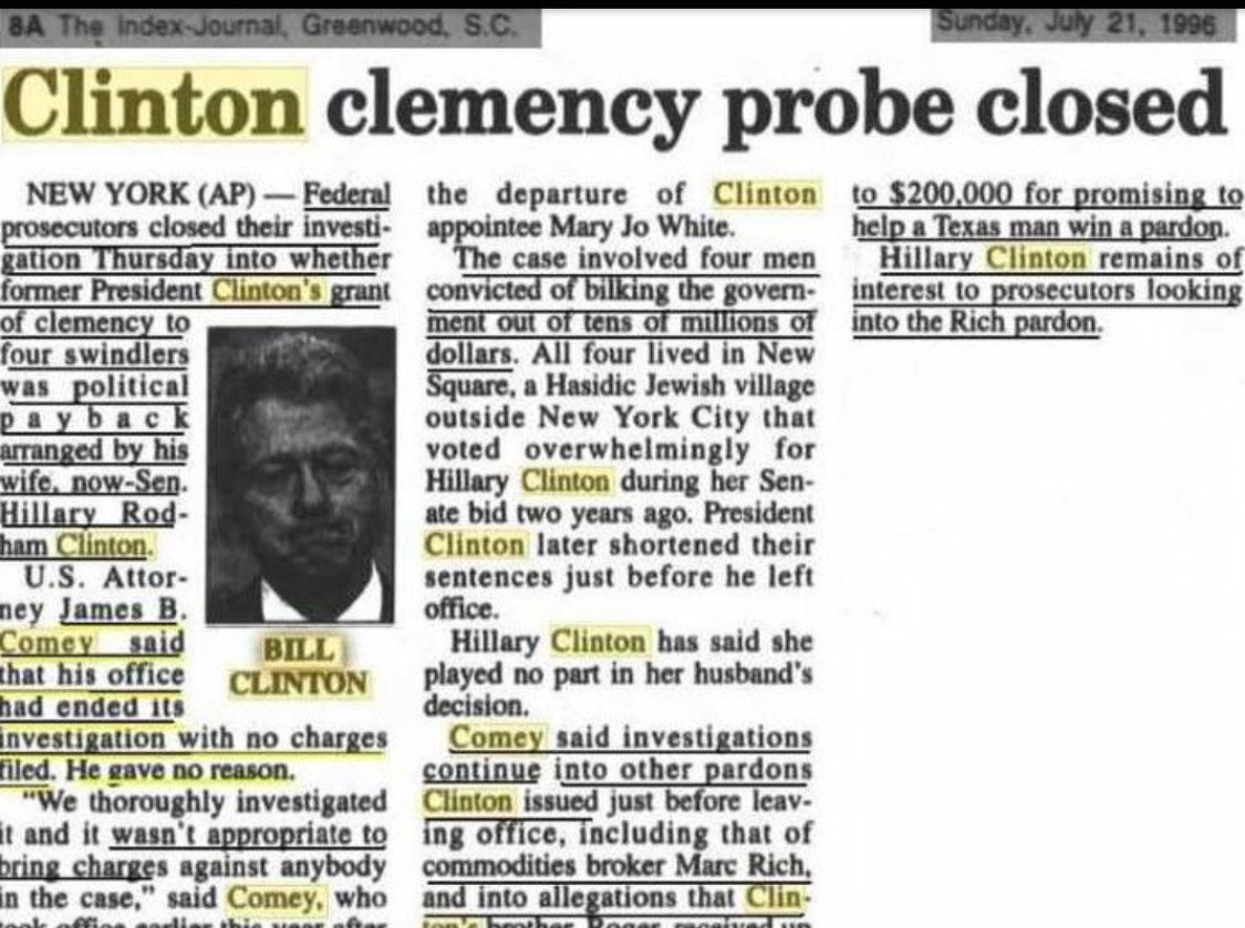 ElvisNeverDies's tweet image. #CorruptComey&apos;s been protecting #ClintonCartel since 1996?! @POTUS needs 2 have this #organizedcrimesyndicate INVESTIGATED! #DRAINTHESWAMP