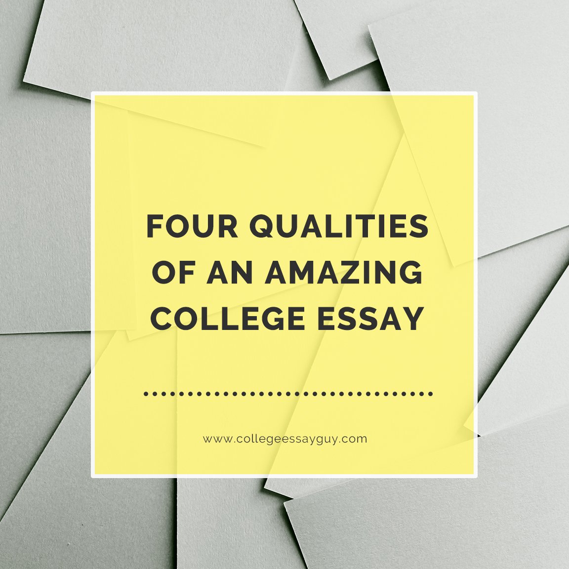 CollegeEssayGuy's tweet photo. Four Qualities of an Amazing College Essay https://t.co/q4GwBulQZQ

#personalstatement #collegeessay https://t.co/27Cz7XsoPv