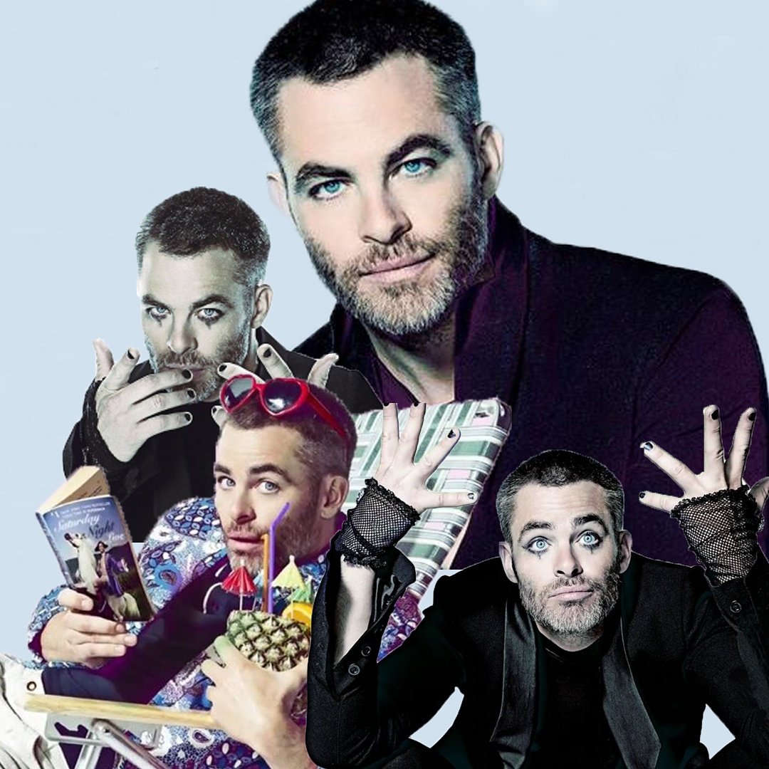 BlueMeetGreen1's tweet photo. Hats off to #chrispine last week on #snl. Here's my #photoedit with his photos. Enjoy! https://t.co/169a29WYzp