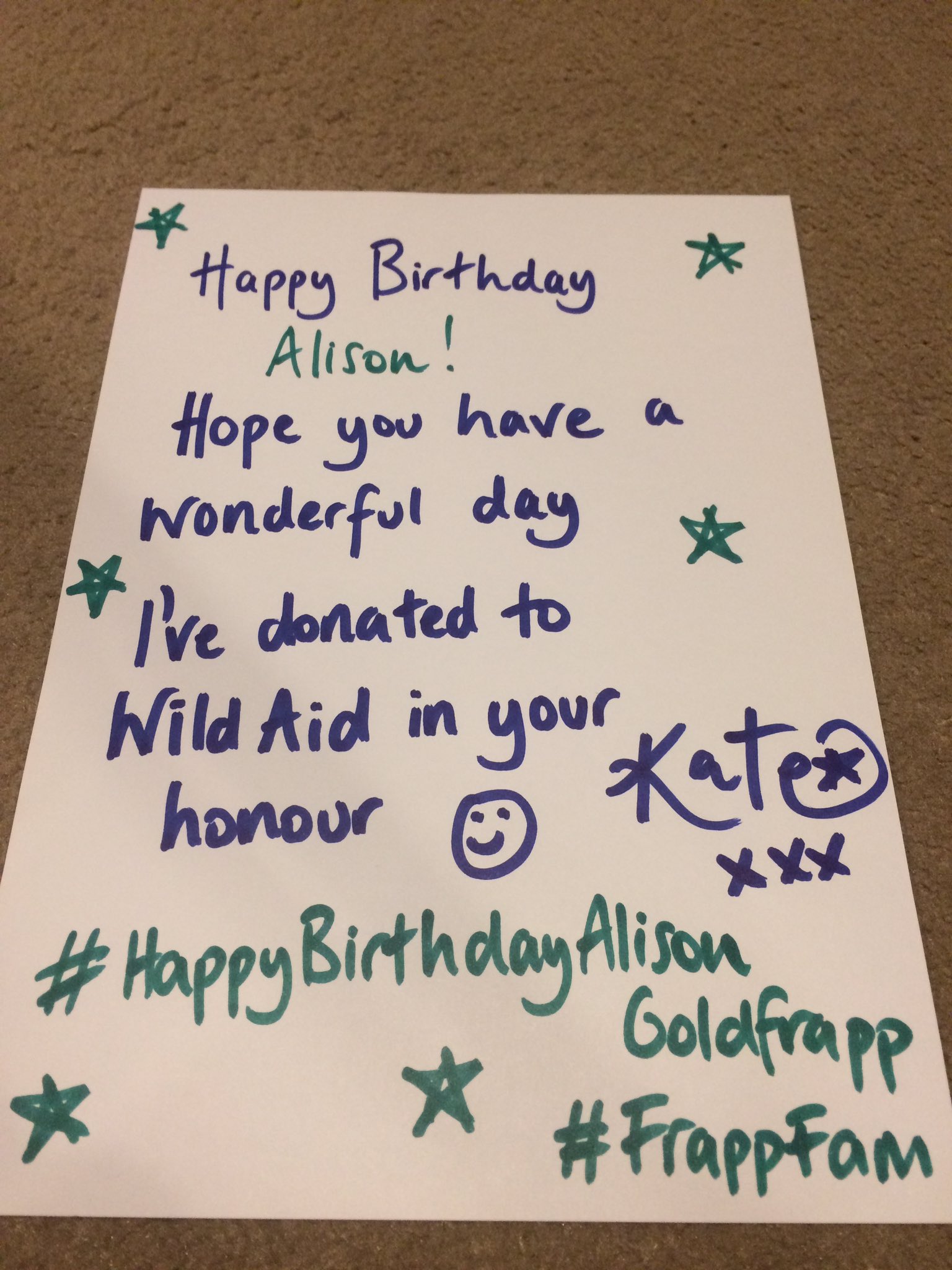 Happy Birthday Alison xx Hope this makes you smile xx   