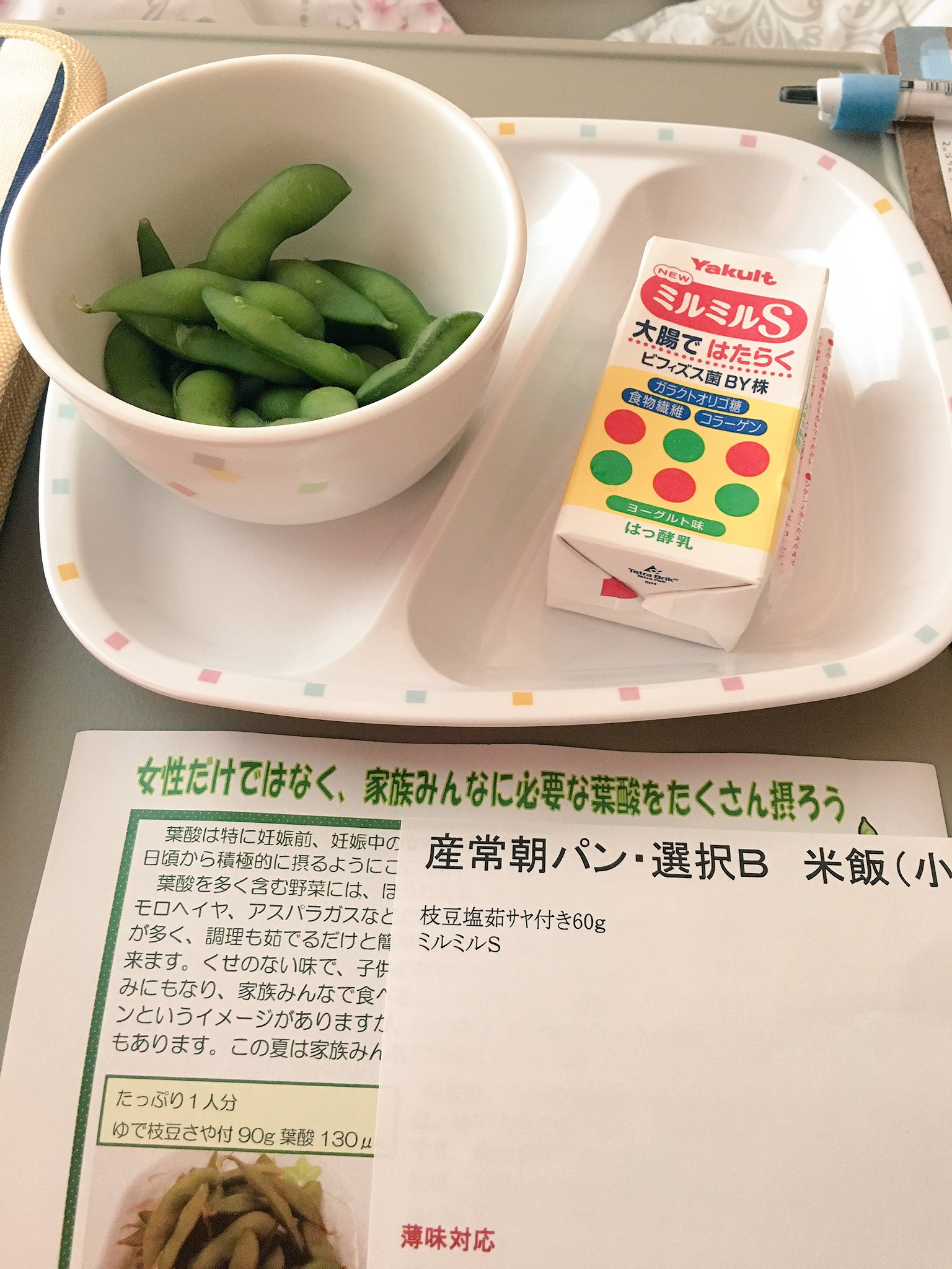 みはね 食事記録 入院100日目のおやつ ミルミルs お腹は空いてないけど 食べるなら枝豆じゃなくて甘い物が食べたかった ということで Zeroチョコ1本 枝豆は オットが来たら持ち帰るかな