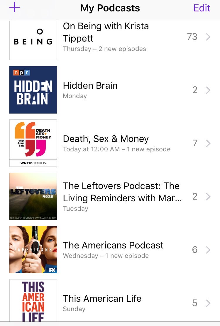 Daphnemcw's tweet photo. my listening time has become a challenge May's #toppods @onbeing @HiddenBrain @deathsexmoney @TheAmericansFX @LivingReminders @ThisAmerLife https://t.co/bi7JA8wKmz