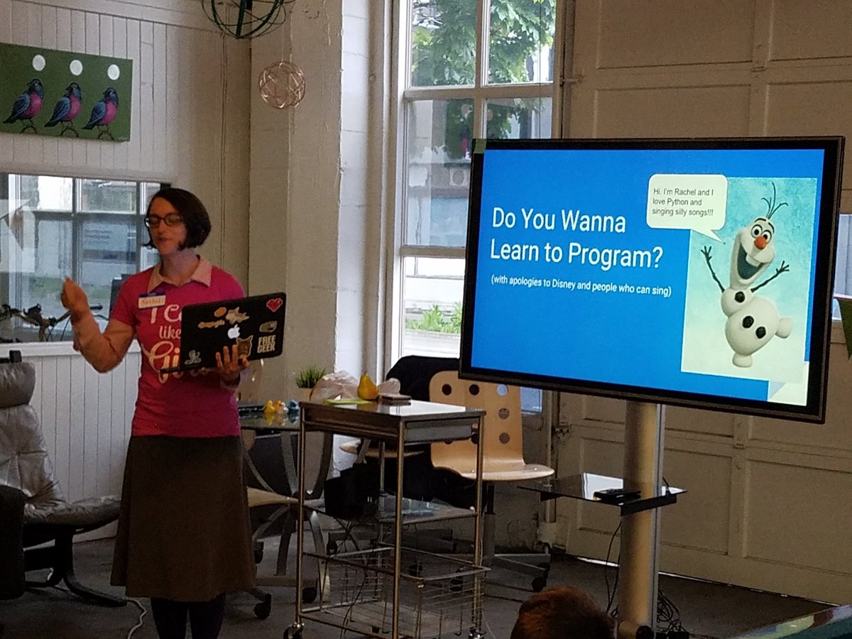 DjangoGirlsPDX's tweet image. Thanks to @rachelkleinpdx  for serenading us tonight!  We are hyped to write some python! #lightingtalks