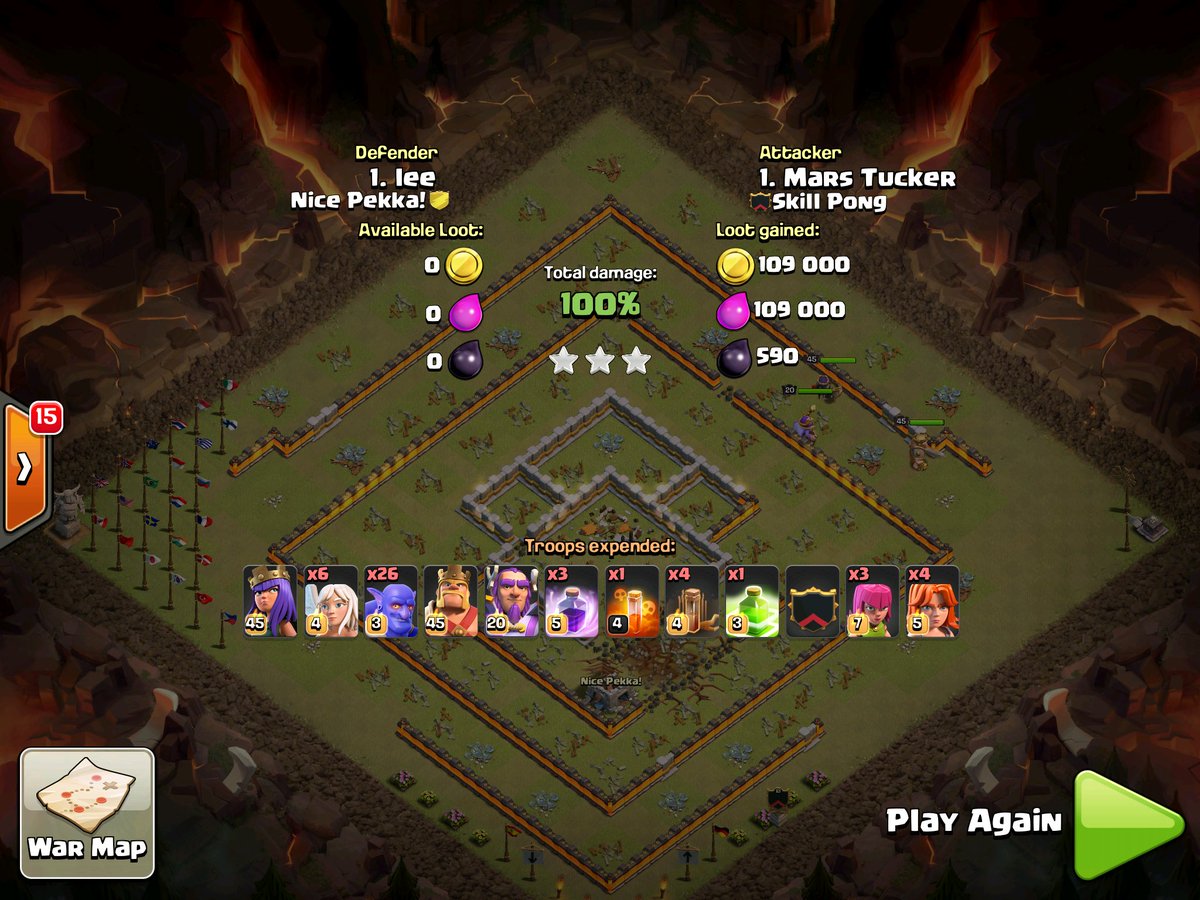 3-stars and all three heroes at 💯%. The name's Tucker.  But you can call me Mars. #ClashOfClans #coc