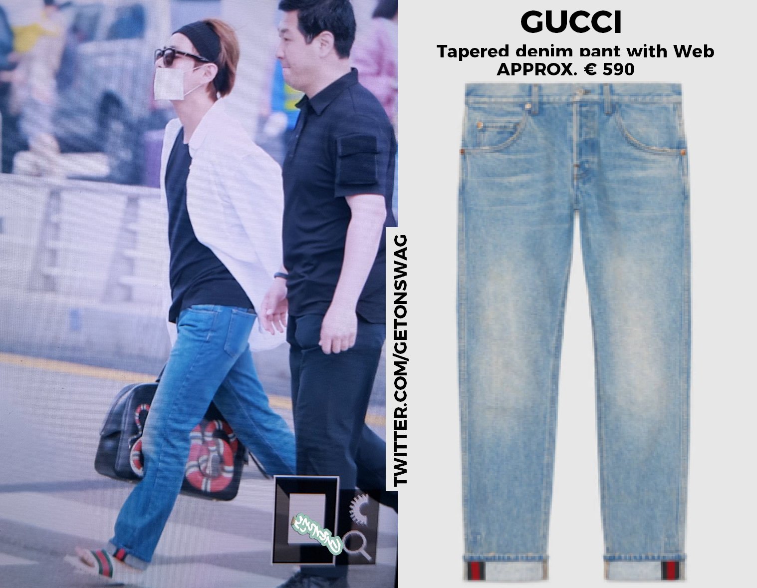 gucci tapered denim pant with web