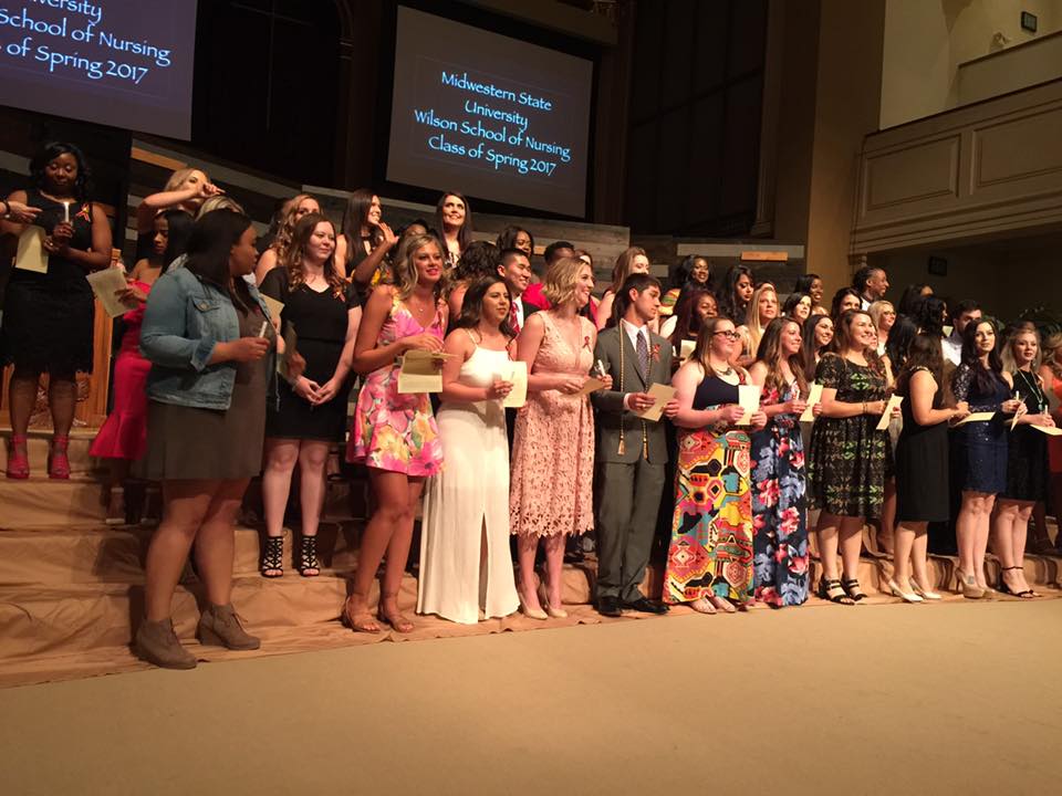 MSUTexas's tweet photo. Congratulations to the Wilson School of Nursing seniors for receiving their pins today! ⚕️ #MSUProud #MustangGrad https://t.co/iWph4C5FwT