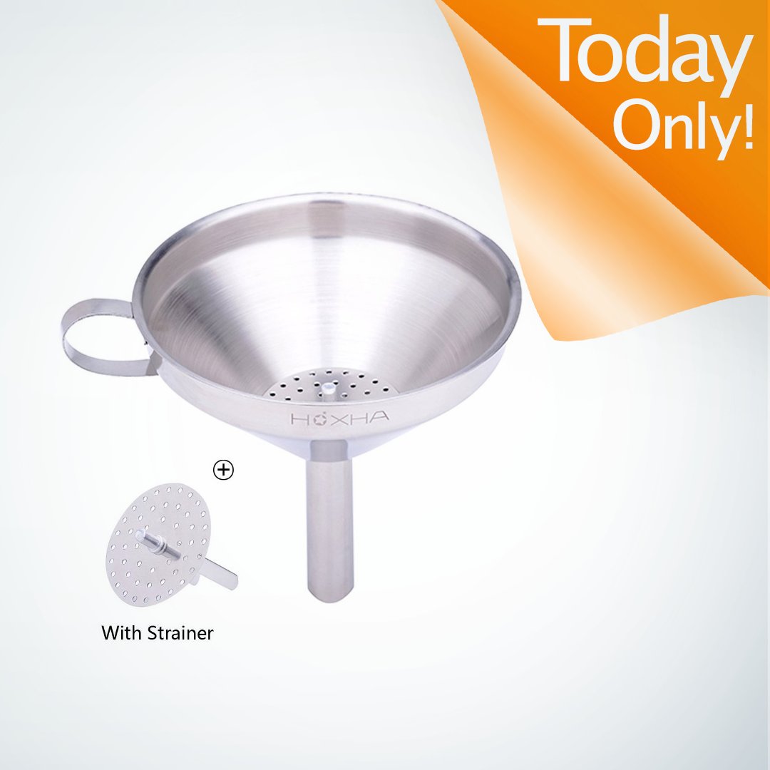 Stainless Steel Kitchen Funnel with Removable Strainer/Filter for Essential/Cooking Oils… amazon.com/gp/goldbox?gbB…