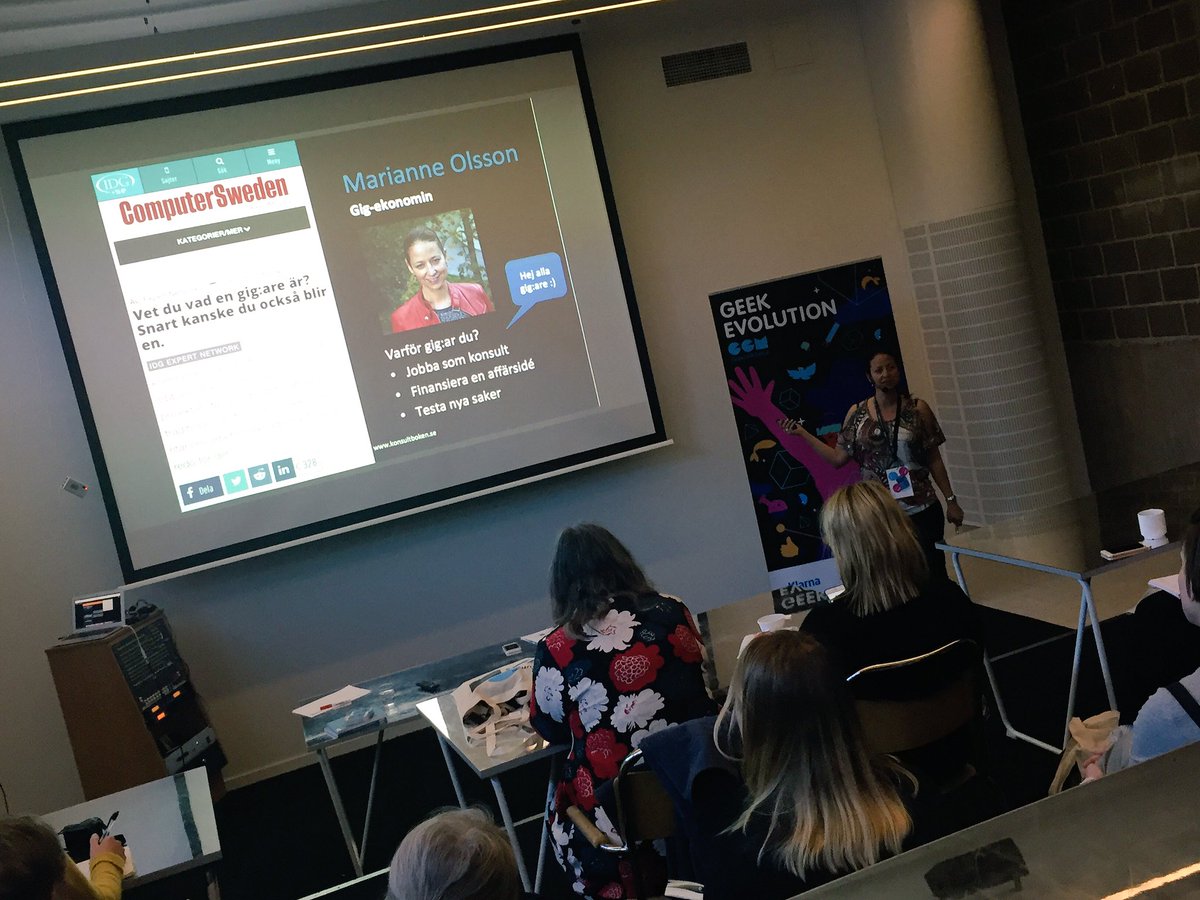 molbimien's tweet photo. Gig-ekonomin är här! Spännande att höra @marianne_marre prata om hur vi blir en del av den!#ggmif17 #geekevolution https://t.co/ikPxdBTgnE