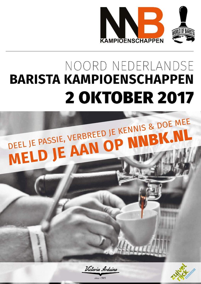 Nog 8 uur om je op te geven voor Dé Baristawedstrijd van het Noorden! Je kunt je nog aanmelden tot 18.00 vandaag (13 mei).