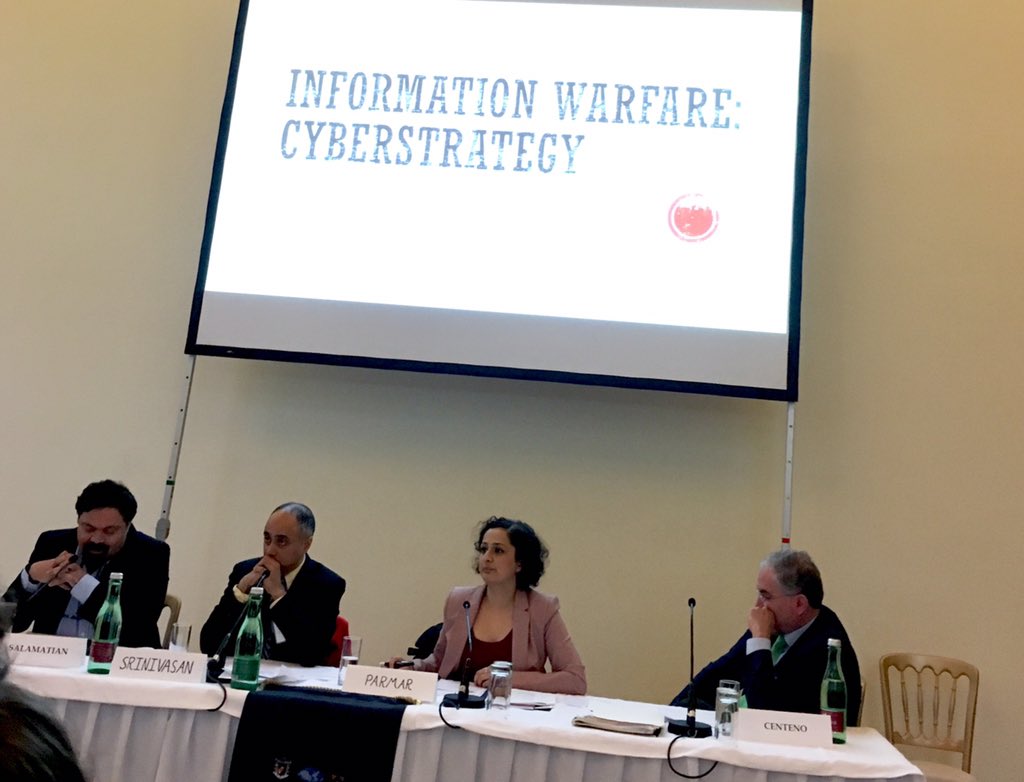 TheJuliaHaas's tweet photo. Today's panel on information warfare at #OSCE and #Princton event moderated by @_SejalParmar - 'fake news' as asymmetric warfare? https://t.co/6WZPcsN3ba