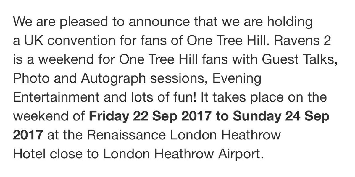 RavensCon's tweet photo. Get your tickets for #London's FIRST #OTH Con! @ChadMMurray and @StephenColletti announced so far! (@RogueEvents) https://t.co/bBzyDe4jyv https://t.co/EljlpHTFvA