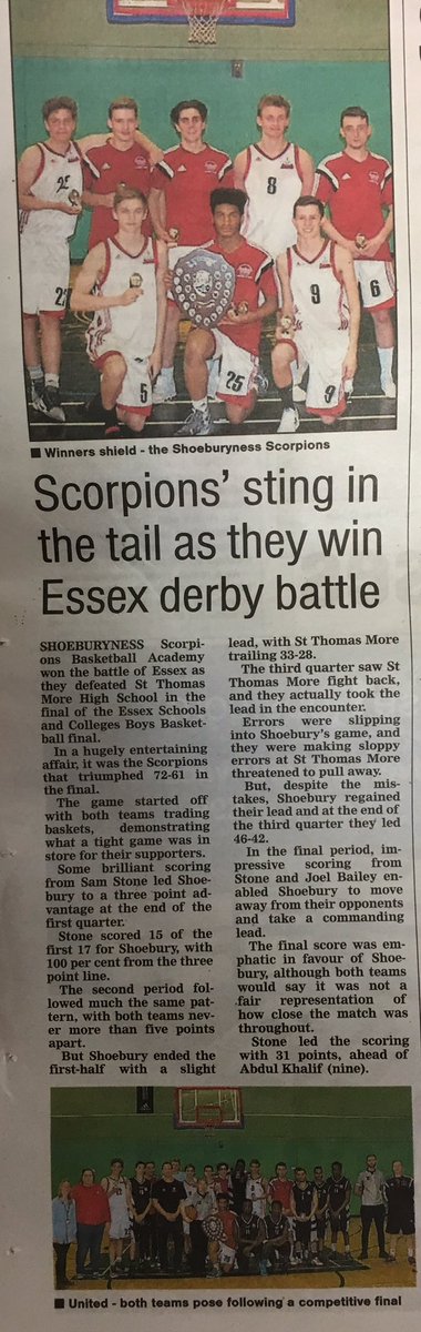 ESAC_Bball's tweet photo. Great coverage in the @Essex_Echo of the Under 19 basketball #Essex final @bballengland @BasketballEssex https://t.co/BqM3lxVoFX