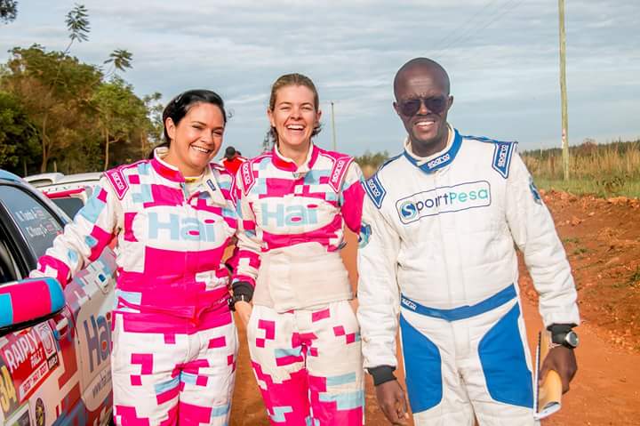 There's always time for a pic with the Rally Chix, Tasha Tundo and navigator Chantel Young. #SportPesaRallyTeam #TeamLeo