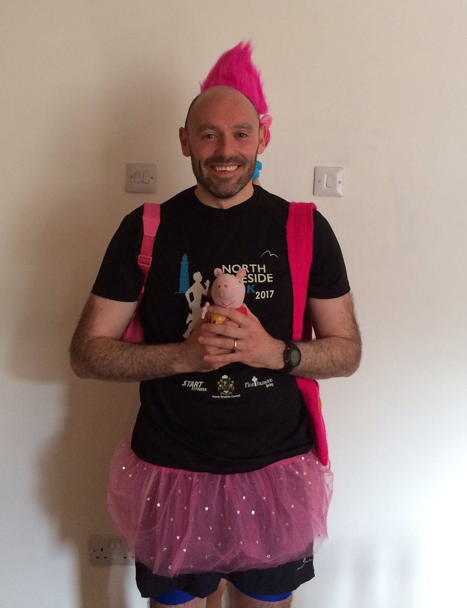 adsdixon's tweet photo. Sadly lacking in pink clothing for pink @WhitBayparkrun. For Breast Cancer awareness and in memory of my lovely mum, I raided the girls room https://t.co/eSHQTaWny1