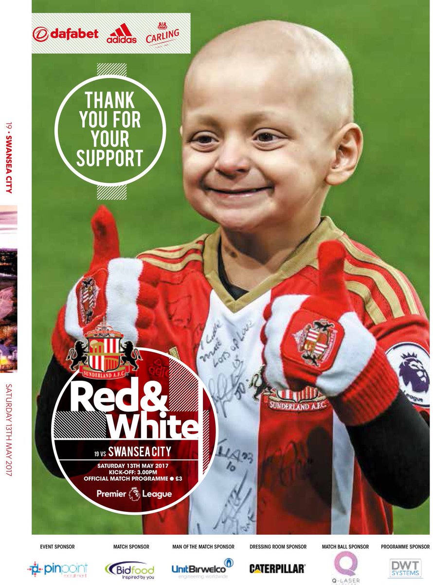JHunterChron's tweet photo. Reasons to buy #safc programme:

1. Bradley is on the cover

2. Proceeds to Bradley Lowery Fund

3. Rob Mason's last as editor after 31yrs https://t.co/NsensPUJ7p