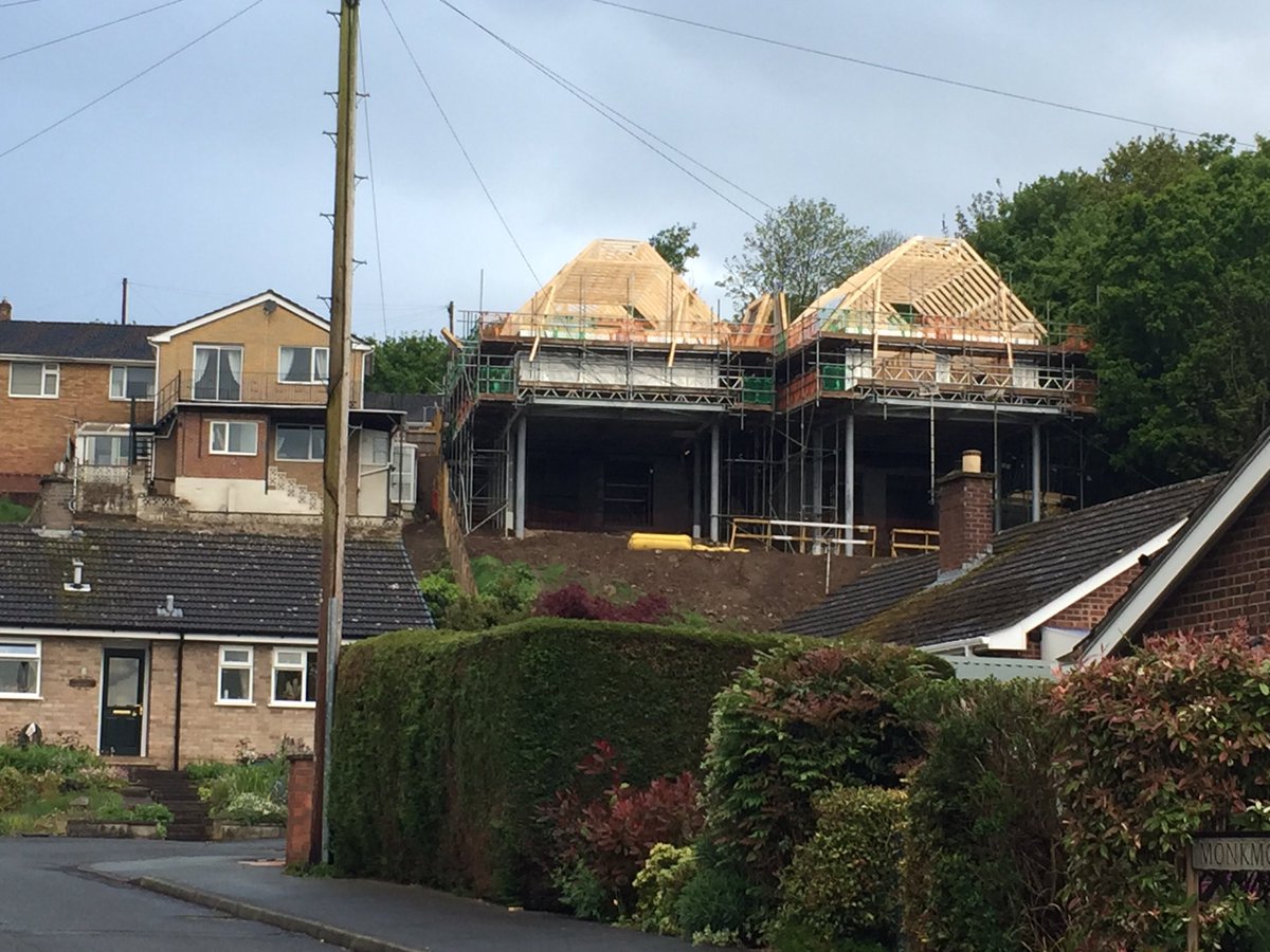 Progressing well with interesting pair of Attic Bungalows in Oswestry