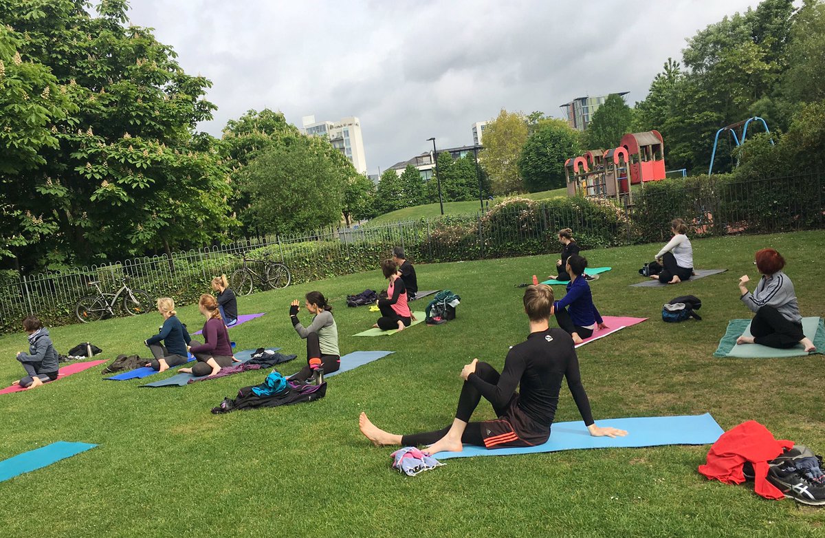 CoYogaUK's tweet photo. It seems word is spreading about 9am @OurParksUK yoga in Ropemakers Field, E14. #yogainthepark https://t.co/JM03nRwAuo
