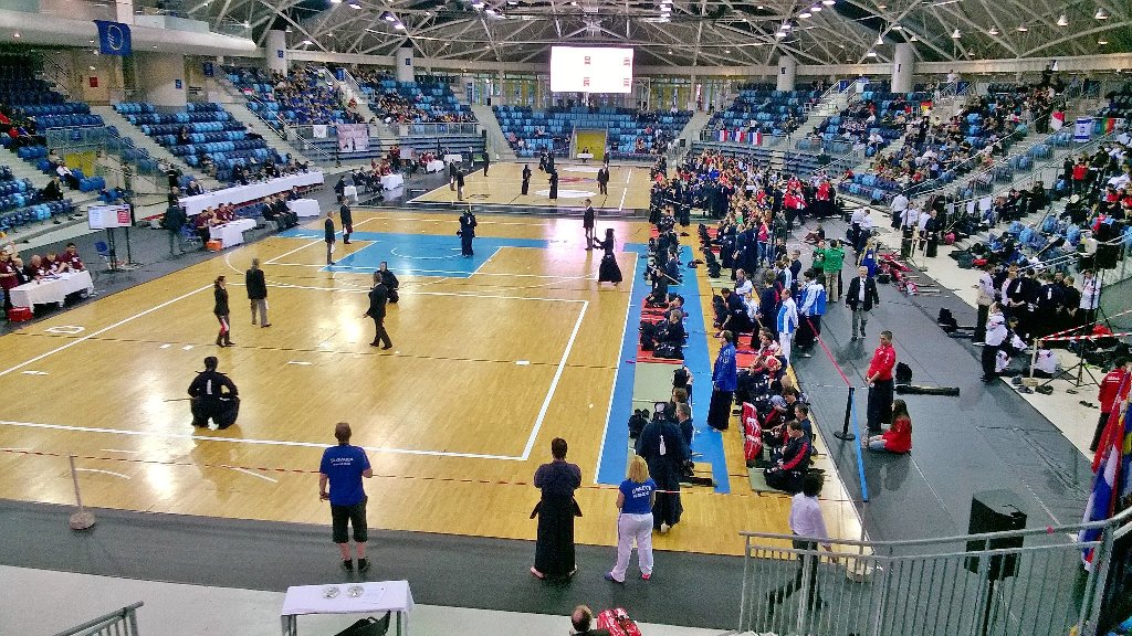 GbKendo's tweet photo. Men's team matches underway. GB up against Croatia in around 45 minutes followed by Russia. https://t.co/KnizVPjMI1