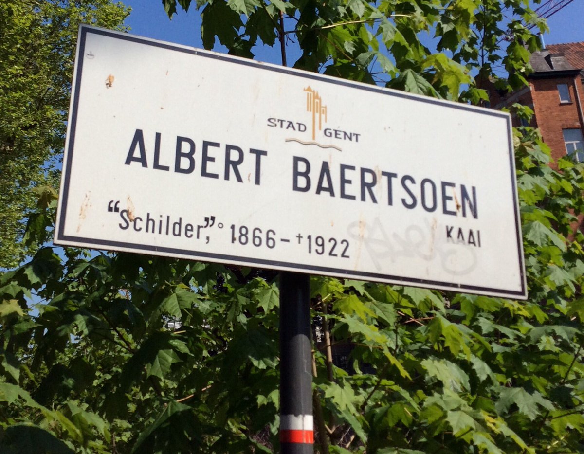 GregMyers's tweet photo. Quotation marks as stance-taking. Altered street sign near the art school in Ghent. The https://t.co/TMP44YlcnL