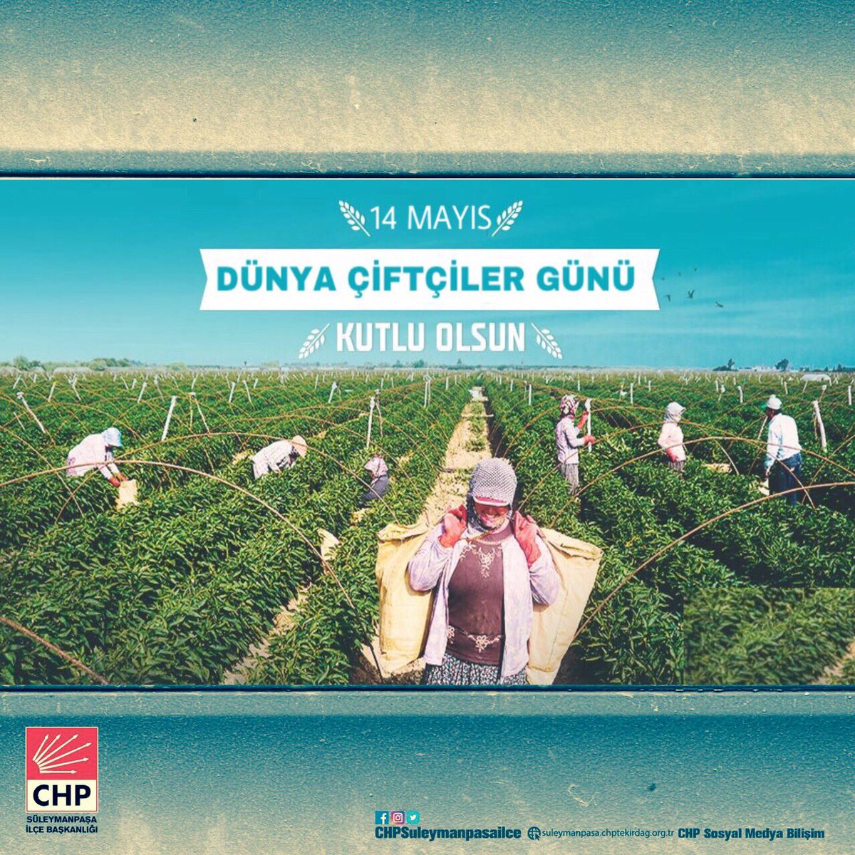 Çiftçilerimizin 14 Mayıs Çiftçiler Günü Kutlu Olsun.
#CHPSüleymanpaşa #Cumhuriyethalkpartisi
#14MayısÇiftçilergünü