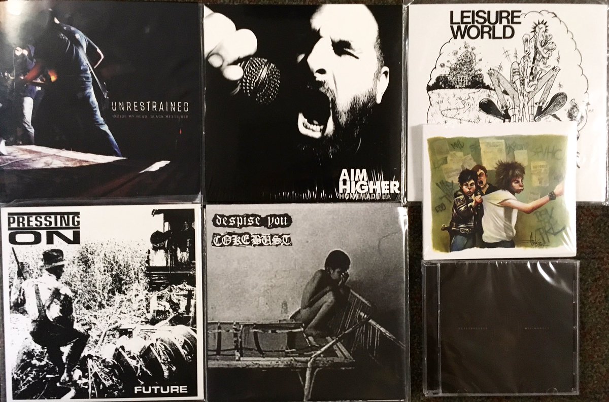 New 7"s from <a href="/UNRESTRAINEDpdx/">UNRESTRAINED</a> Aim Higher, Leisure World, Pressing On, <a href="/CokeBust/">Coke Bust</a> and Despise You. CDs from Noncon and <a href="/DeathbreakerWA/">Deathbreaker</a>
