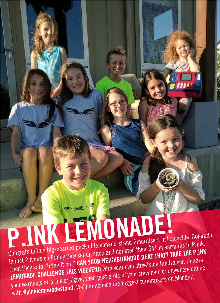 These Colo. kids raised $41 in 2 hours w/ their lemonade stand. Can you top that? Donations go to p-ink.org #pinklemonadestand
