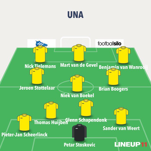 vvUNA's tweet photo. #lineup11 De opstelling. Teun Sebregts is geblesseerd. https://t.co/NDVKEm66ap