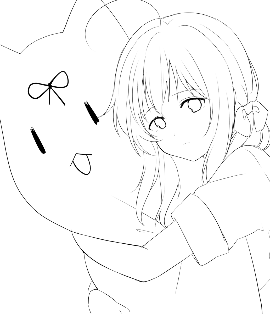 【線画】時雨の線画2枚投下～!お好きな方を塗ってもらえると嬉しいです('ω`)! 